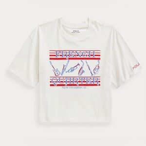 Polo Ralph Lauren Cropped Crewneck T-Shirt, Deckwash White, French Quarter, XL